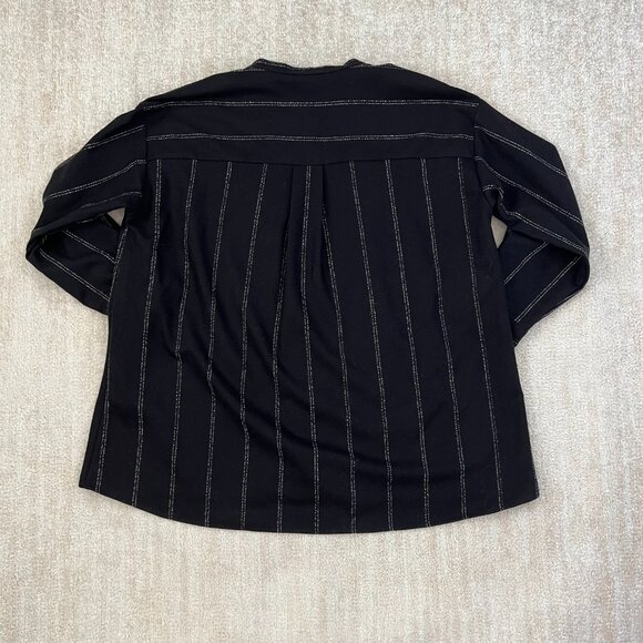 Eileen Fisher Black Wool Long Sleeve Button Up Blouse Shirt Top XL - Picture 4 of 9